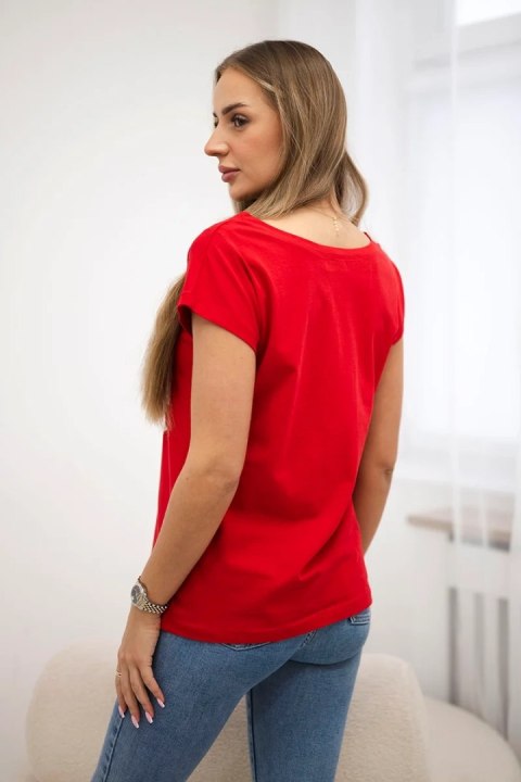 Bluzka z nadrukiem ust czerwona