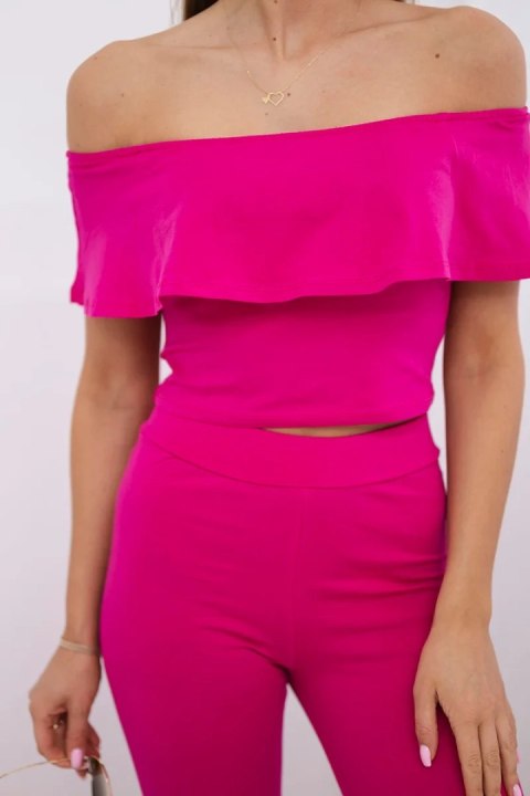 Komplet z falbanką fuksja