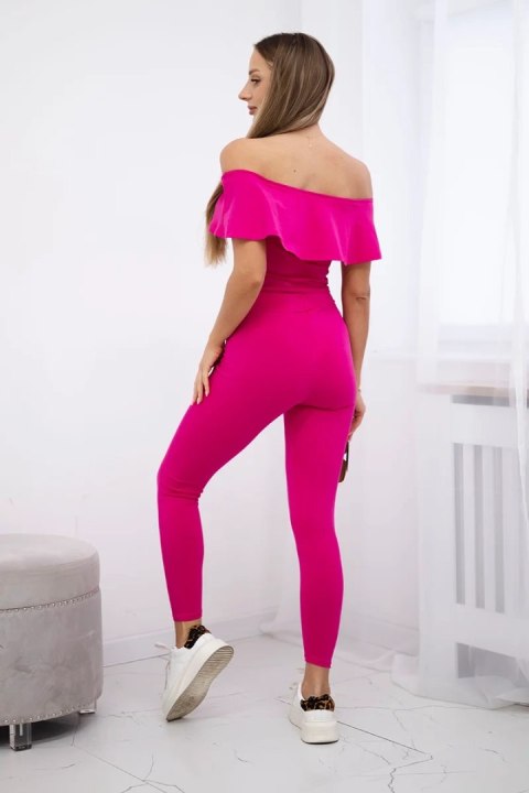 Komplet z falbanką fuksja