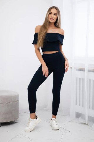 Komplet z falbanką granatowy