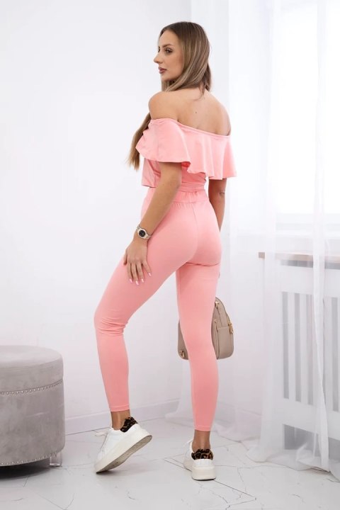 Komplet z falbanką morelowa