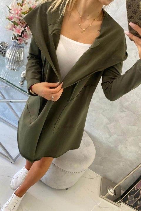 Narzutka z luźnym kapturem khaki