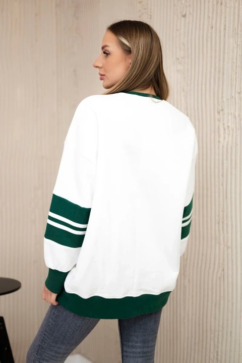 Bluza ocieplana Malibu ecru+ ciemno zielony