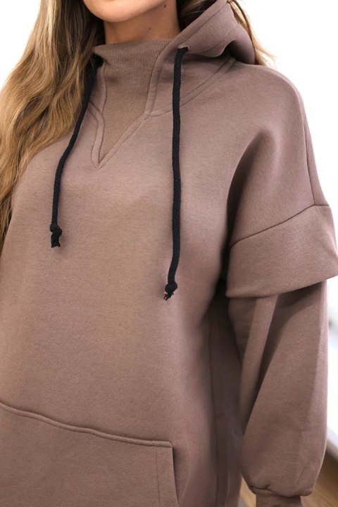 Bluza ocieplana z półgolfem mocca