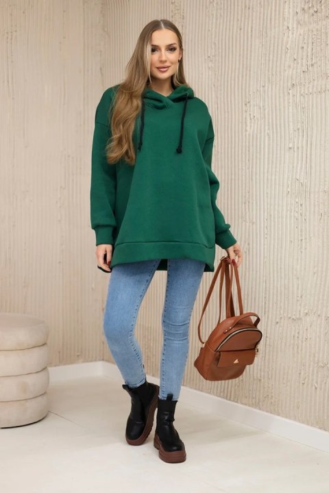 Bluza ocieplana z suwakiem na boku ciemno zielona