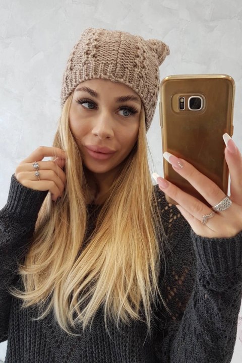 Czapka z polarem Rabbid K237 ciemno beżowa