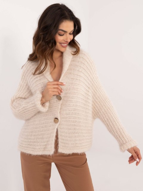 Rozpinany Sweter o Luźnym Kroju Jasno Beżowy