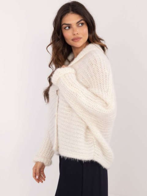 Rozpinany Sweter o Luźnym Kroju Ecru