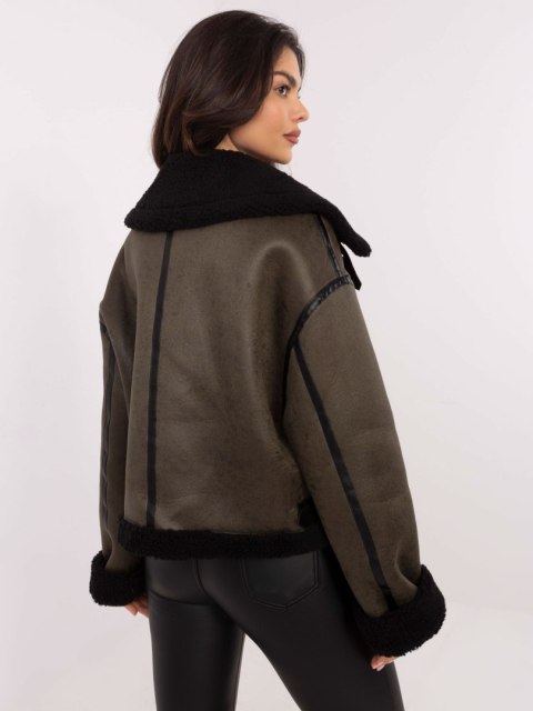 Zimowa kurtka typu biker w kolorze khaki