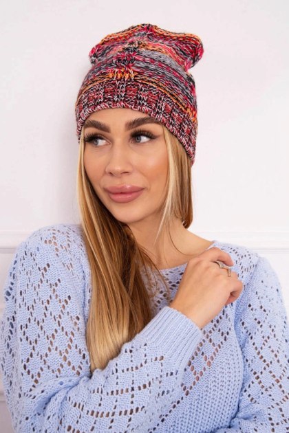 Czapka z polarem Klaudia K255 pomarańczowy+czerwony