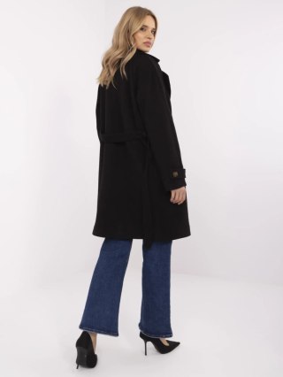 Czarny Dwurzędowy Płaszcz OCH BELLA TW-PL-BI-2309.86