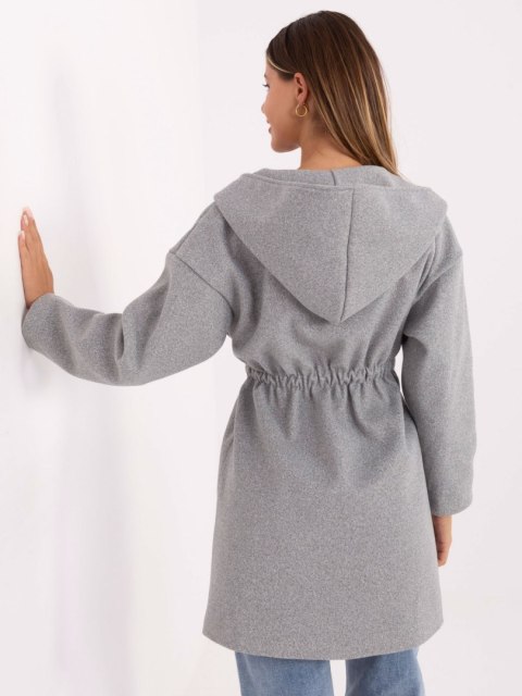 Szary Płaszcz w Jednolitym Kolorze