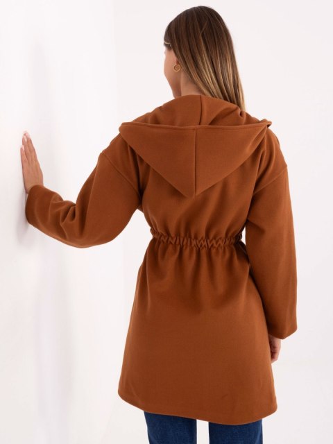 Jasno Brązowy Płaszcz w Jednolitym Kolorze