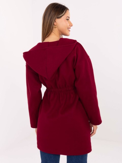 Bordowy Płaszcz w Jednolitym Kolorze
