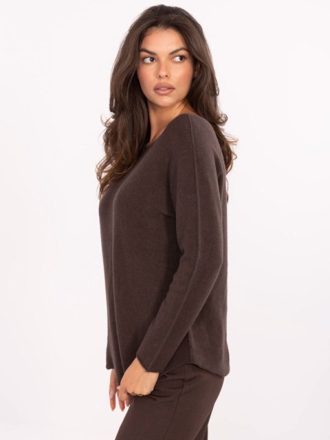 Brązowy Sweter z Długim Rękawem