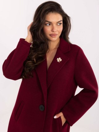 Bordowy Płaszcz Przejściowy z Piankowego Materiału IT-PL-FL8153.60