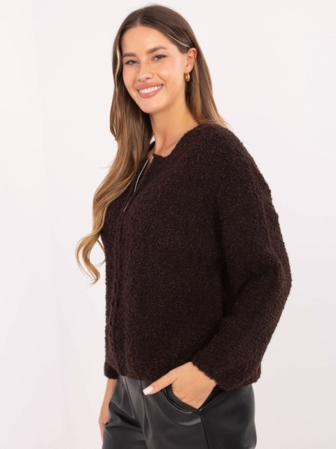 Rozpinany Sweter Boucle na Suwak  brązowy