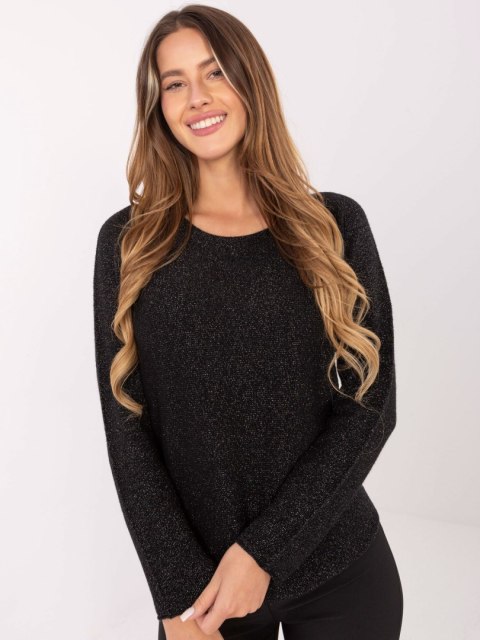 Czarny Elegancki Sweter z Wiskozą RUE PARIS