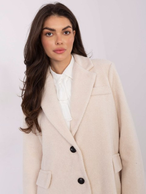 Jasnobeżowy Damski Płaszcz Oversize