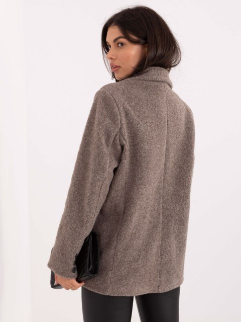 Ciemno Beżowy  Damski Płaszcz Oversize