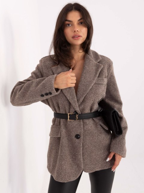 Ciemno Beżowy  Damski Płaszcz Oversize