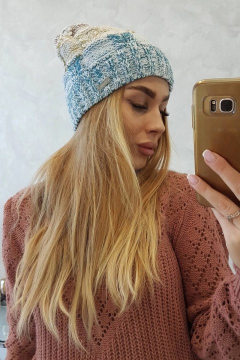 Czapka z polarem Dolores K303 morski+kiwi+brązowy