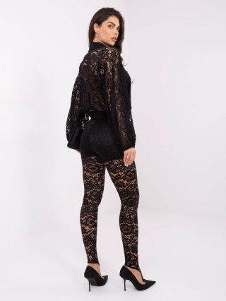 Ciemnobrązowa Koronkowa Koszula o Kroju Nietoperza MI-KS-C239.78