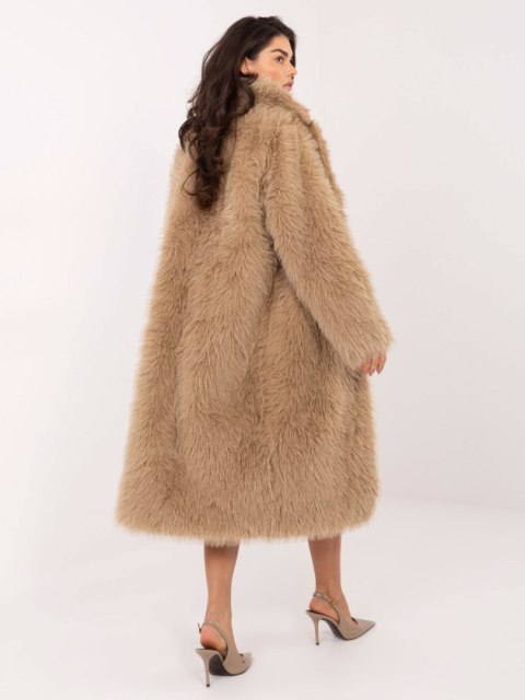 Beżowy Zimowy Płaszcz ze Sztucznego Futerka IF-PL-G230132.98P