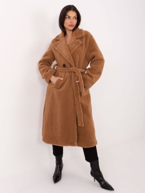 Burgundowy Płaszcz Zimowy Typu Baranek IT-PL-97150.26