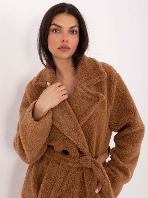 Burgundowy Płaszcz Zimowy Typu Baranek IT-PL-97150.26