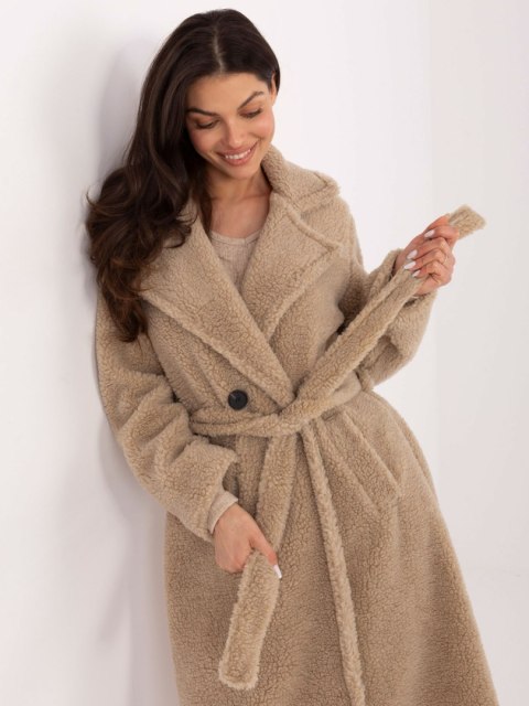 Burgundowy Płaszcz Zimowy Typu Baranek IT-PL-97150.26