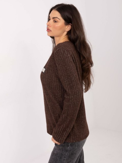 Brązowy Damski Sweter z Miękkiej Bawełny