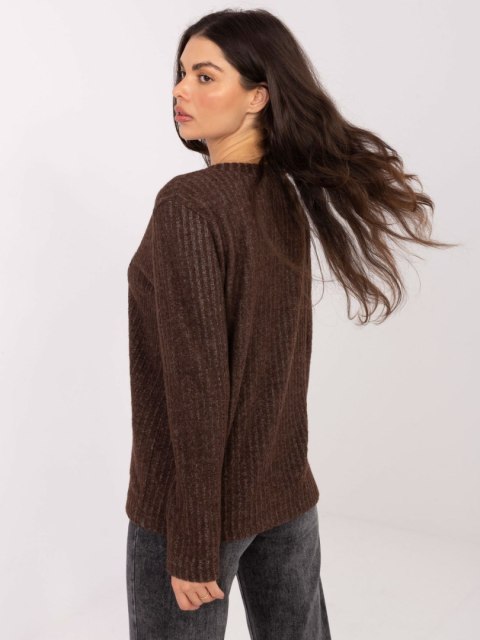 Brązowy Damski Sweter z Miękkiej Bawełny