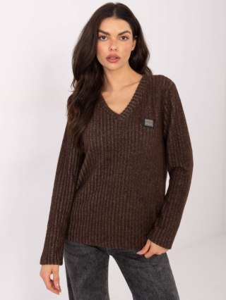 Brązowy Damski Sweter z Miękkiej Bawełny RV-SW-A1025.80