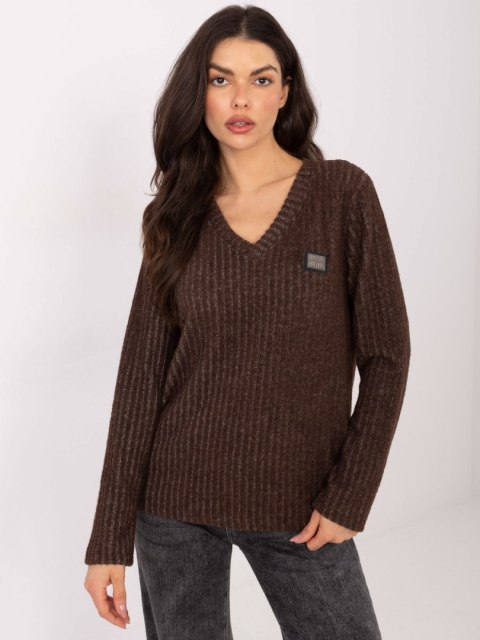 Brązowy Damski Sweter z Miękkiej Bawełny
