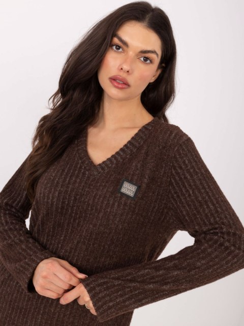 Brązowy Damski Sweter z Miękkiej Bawełny