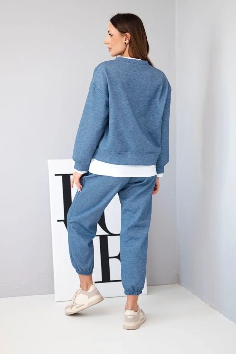 Damski komplet dresowy masełko w kolorze jeansowy melanż