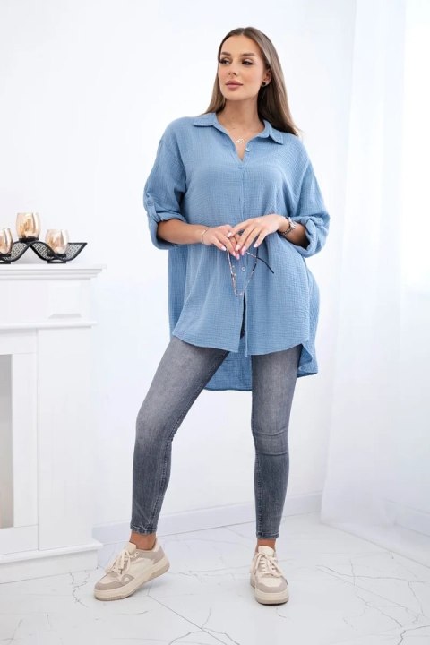 Koszula bawełniana muślinowa Plus Size jeansowa