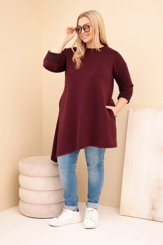 Sukienka damska Plus Size z wiskozy z luźnym fasonem i długim rękawem śliwkowa