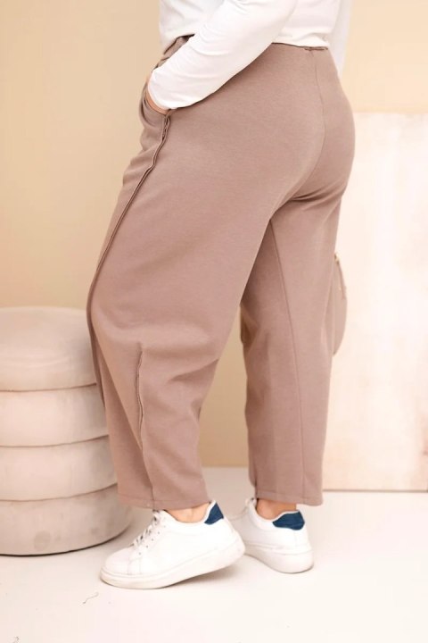 Spodnie damskie bawełniane Plus Size o luźnym kroju z wysokim stanem fango