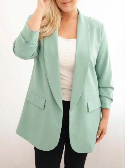 Marynarka damska Plus Size elegancka miętowa