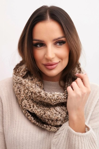 Komin damski wełniany miękki zimowy KN25 ciemno beżowy