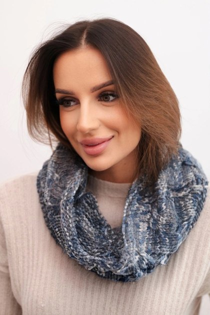 Komin damski wełniany miękki zimowy KN25 szary+jeansowy