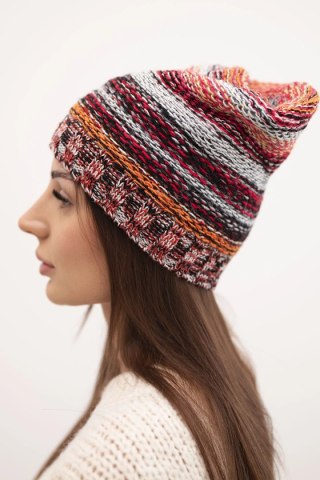 Czapka z polarem Krystyna K207 czerwony+czarny