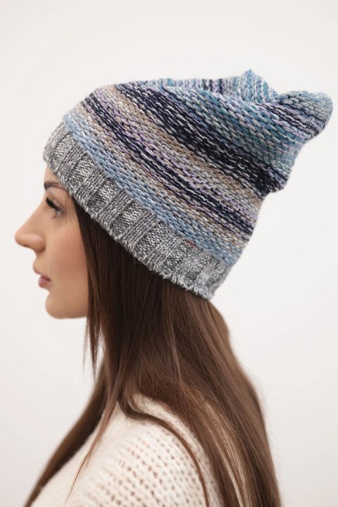 Czapka z polarem Krystyna K207 morski+szary