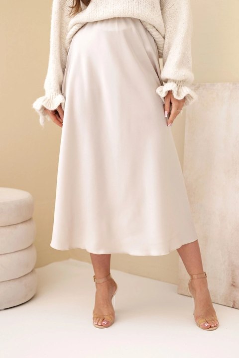 Spódnica damska wiskozowa rozkloszowana ciemno beżowa