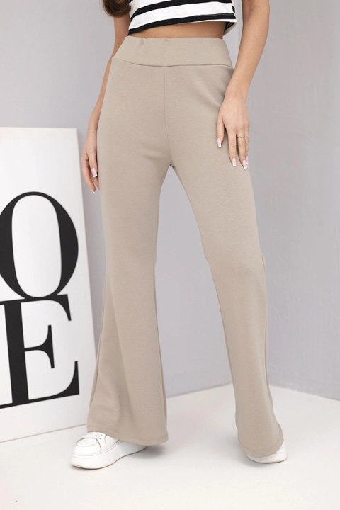 Eleganckie spodnie damskie dzwony o maślanej miękkości w szlachetnym odcieniu fango