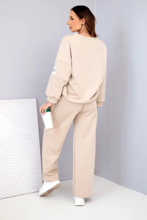 Komplet damski masełko bluza + spodnie beżowy
