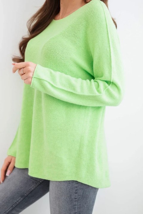 Sweter damski z wiskozy z długim rękawem i okrągłym dekoltem jabłkowy