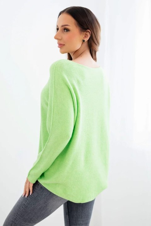 Sweter damski z wiskozy z długim rękawem i okrągłym dekoltem jabłkowy